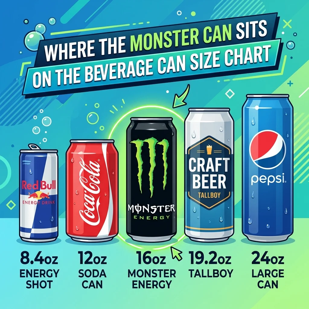Where the Monster Can Sits on the Beverage Can Size Chart