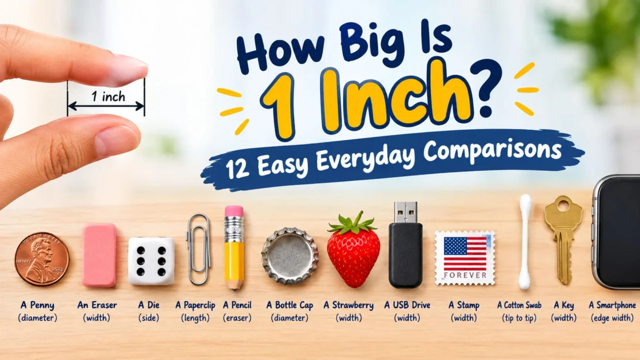 How big is 1 inch? Explore 12 easy everyday comparisons to visualize one inch with familiar objects.